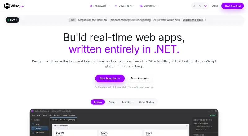 The Wisej.NET homepage