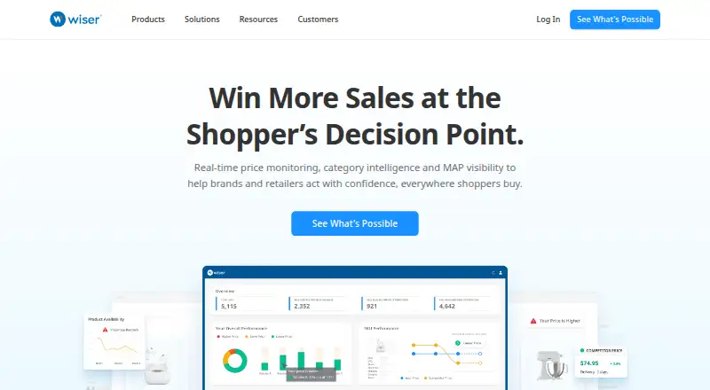 The Wiser Price Intelligence homepage