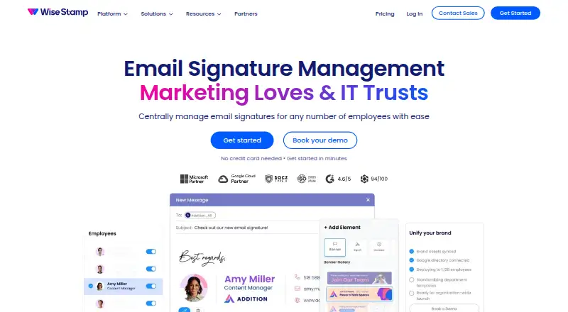 The WiseStamp homepage