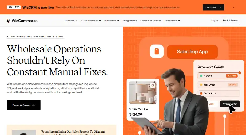 The WizCommerce homepage