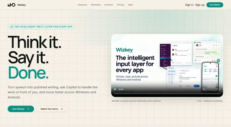 The Wizkey homepage
