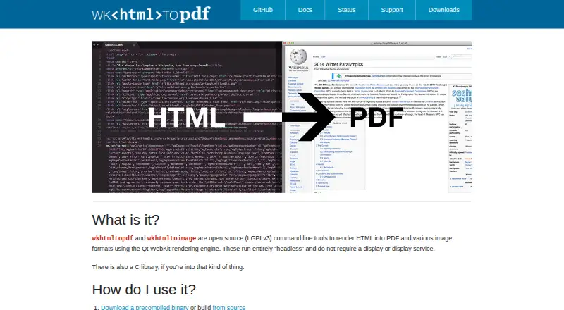 The wkhtmltopdf homepage