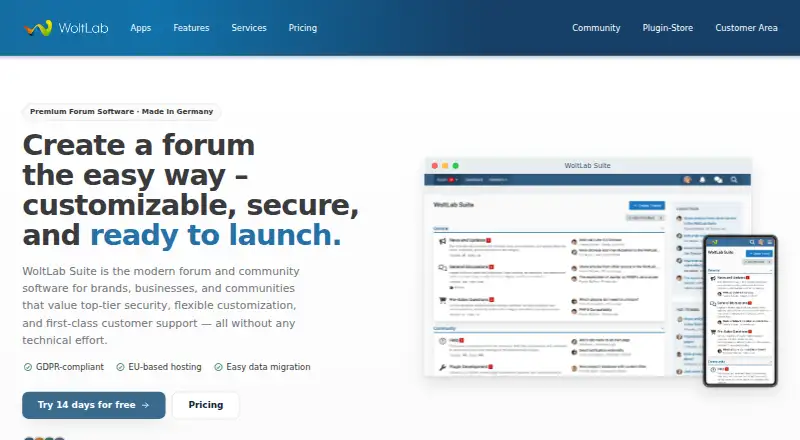 The WoltLab Suite homepage