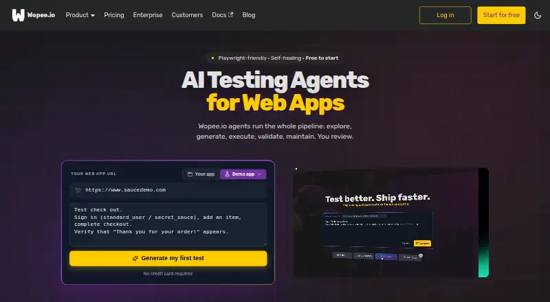 The Wopee.io homepage