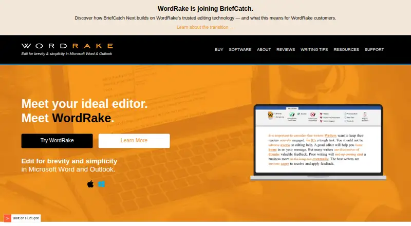 The WordRake homepage