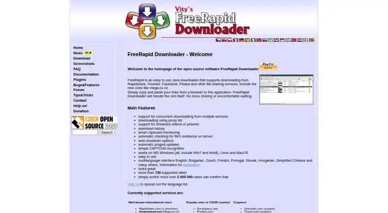 The FreeRapid Downloader homepage