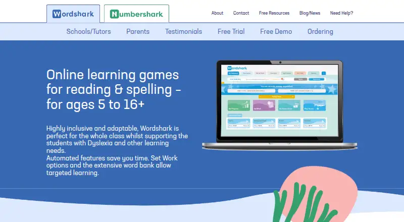 The Wordshark homepage