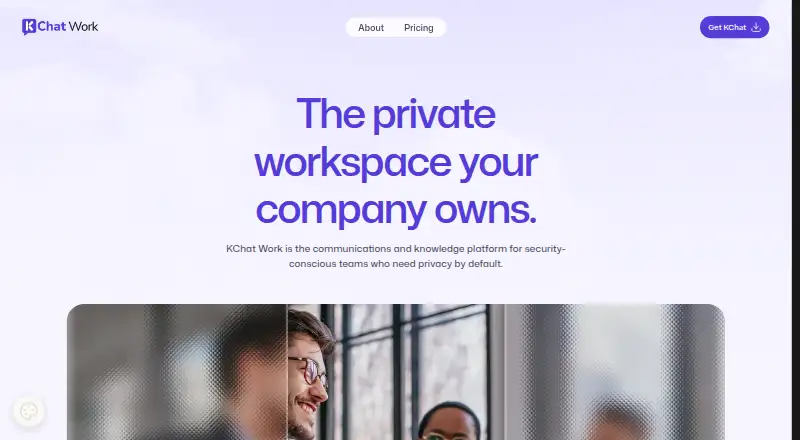 The KChat Work homepage