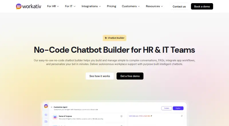 The Workativ Assistant homepage
