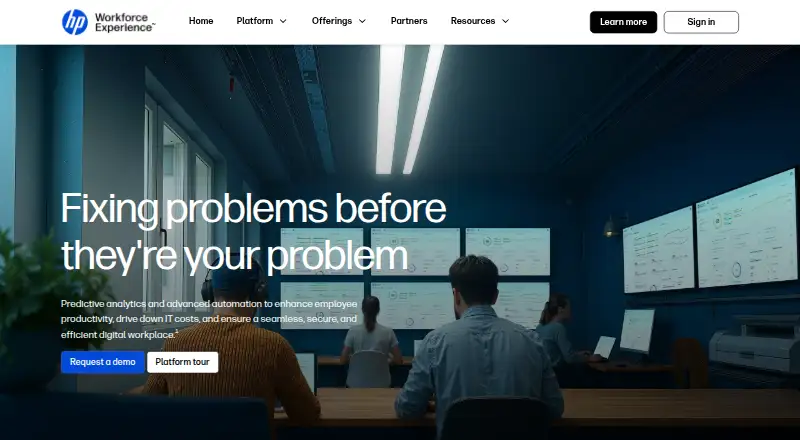 The HP Workforce Experience Platform homepage