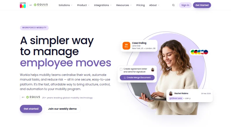 The Workia homepage