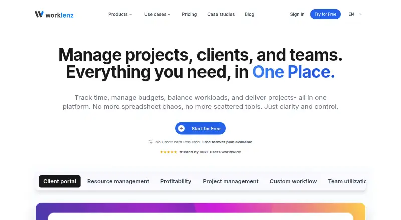 The Worklenz homepage