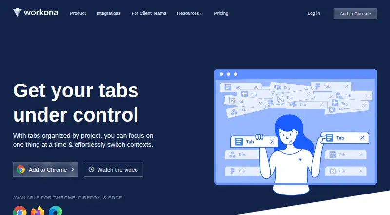 The Workona homepage