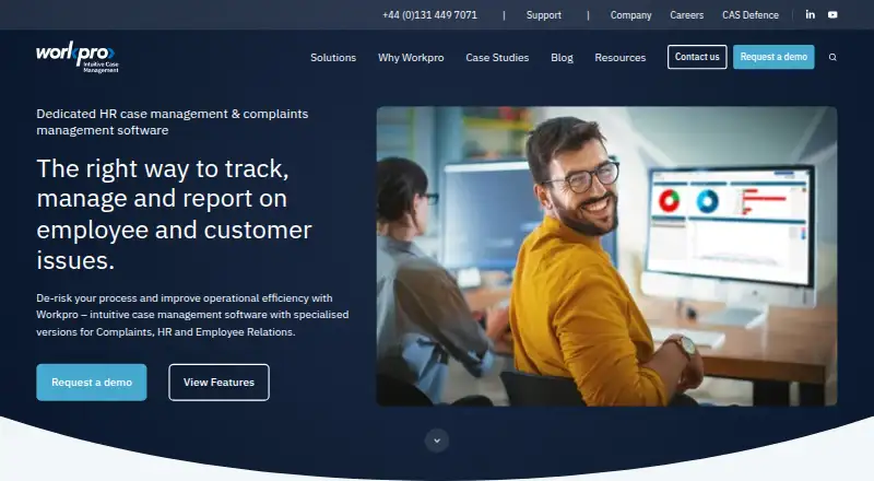The Workpro Casework homepage