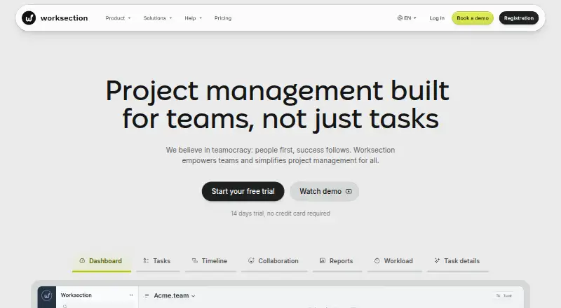 The Worksection homepage