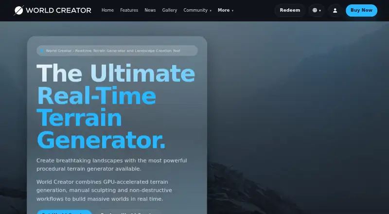 The World Creator homepage