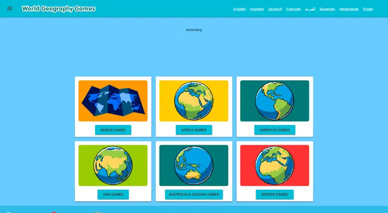 The World Geography Games homepage