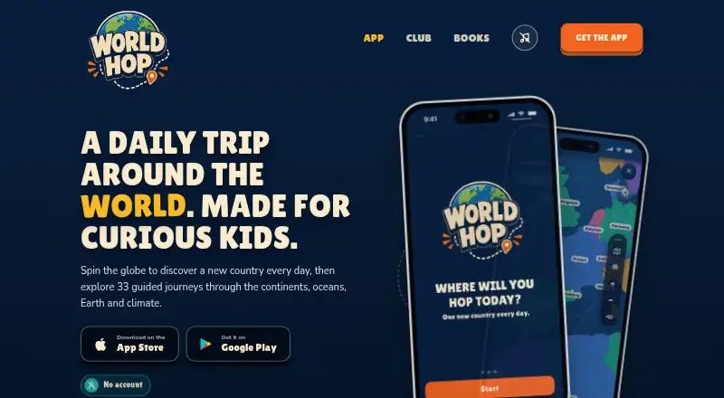 The WorldHop homepage