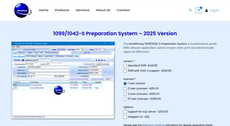 The WorldSharp 1099/1042-S Preparation System – 2025 Version homepage