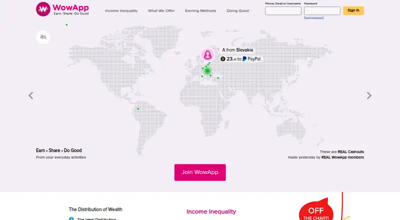 The WowApp homepage
