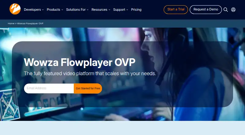 The Wowza Video homepage