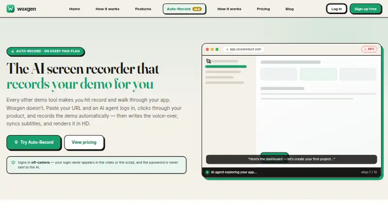 The Woxgen Auto-Record homepage