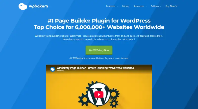 The WPBakery Page Builder homepage