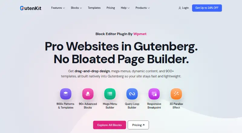 The GutenKit homepage