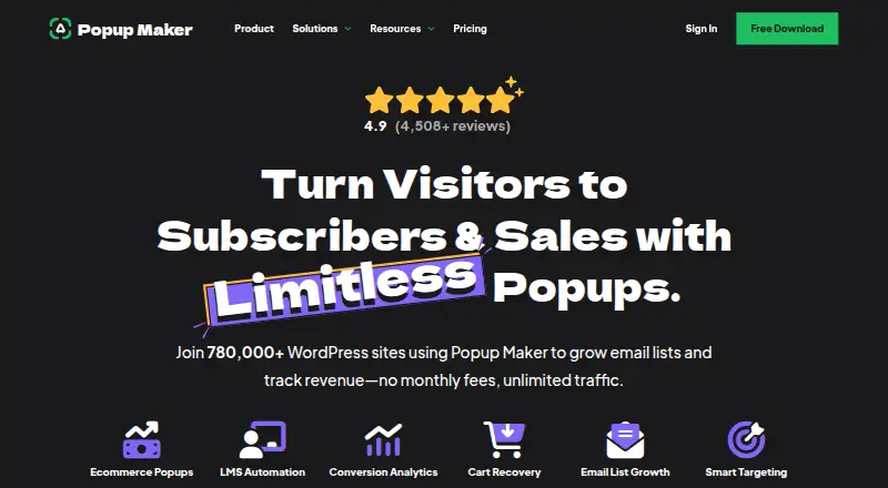 The Popup Maker homepage