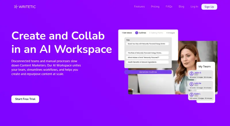 The Writetic homepage