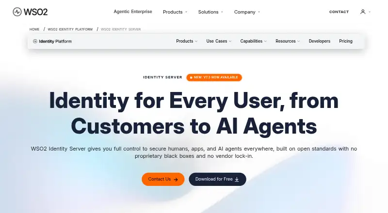 The WSO2 Identity Server homepage