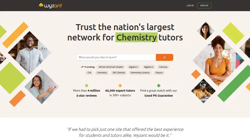 The Wyzant homepage
