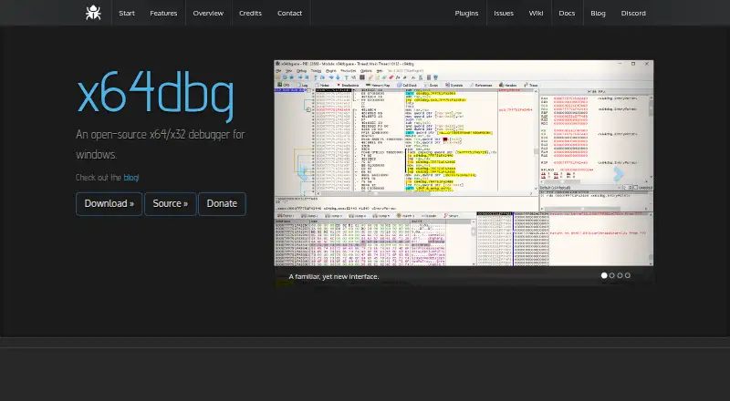 The x64dbg homepage