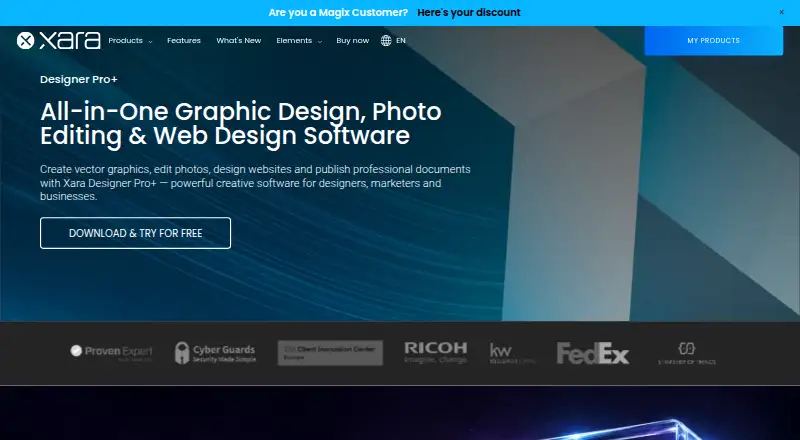 The Xara Designer Pro+ homepage