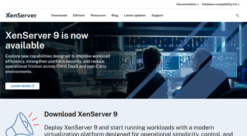The XenServer homepage