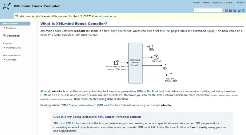 The XMLmind Ebook Compiler homepage