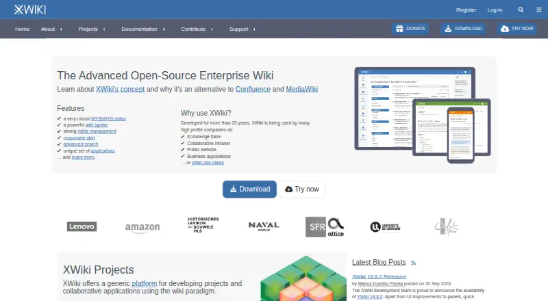 The XWiki homepage
