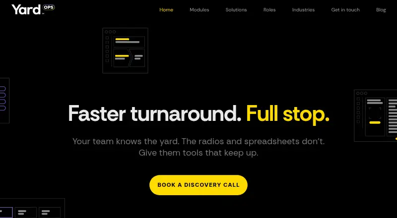 The YardOps homepage