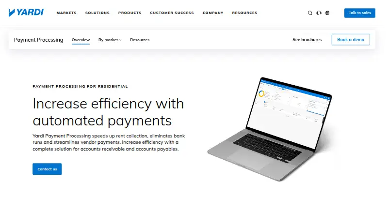 The Yardi Payment Processing homepage