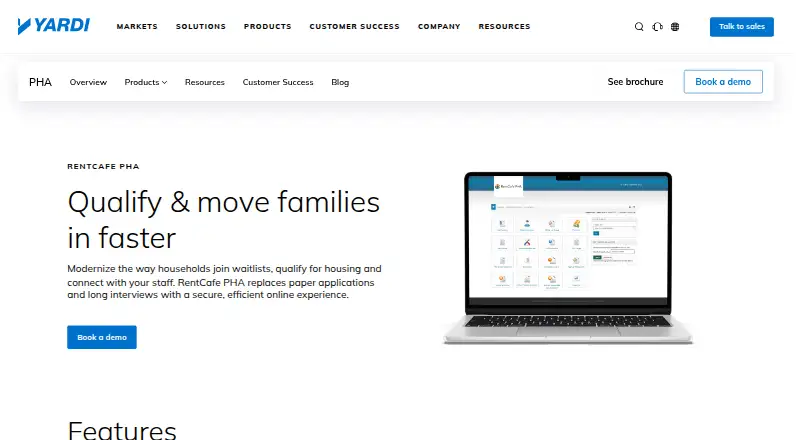 The RentCafe PHA homepage