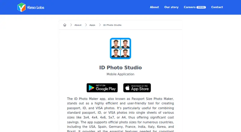 The ID Photo Studio homepage