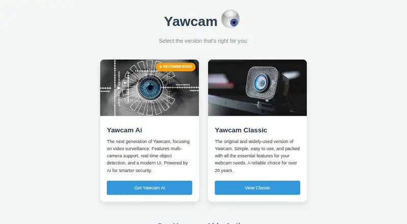 The Yawcam homepage