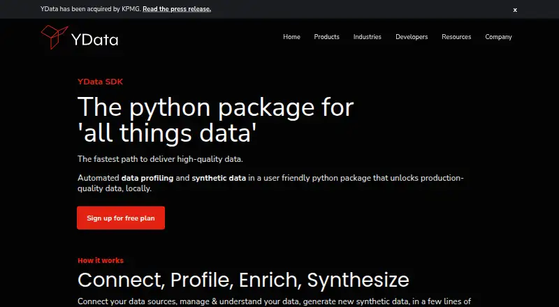 The YData SDK homepage