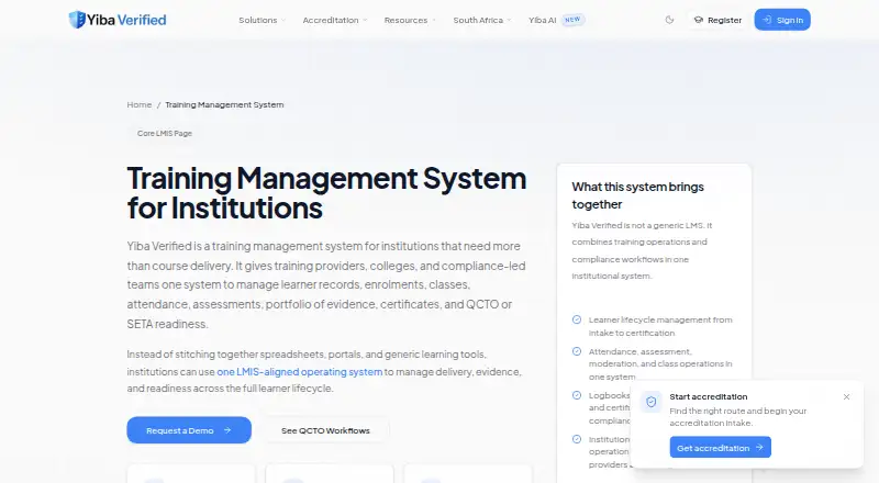 The Yiba Verified homepage
