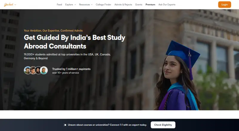 The Yocket homepage