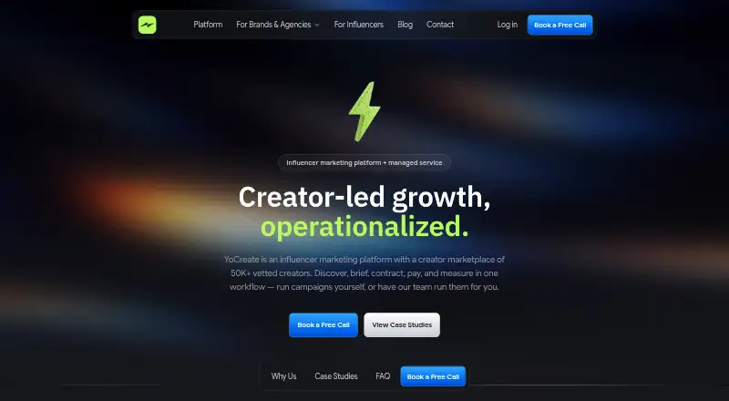 The YoCreate homepage
