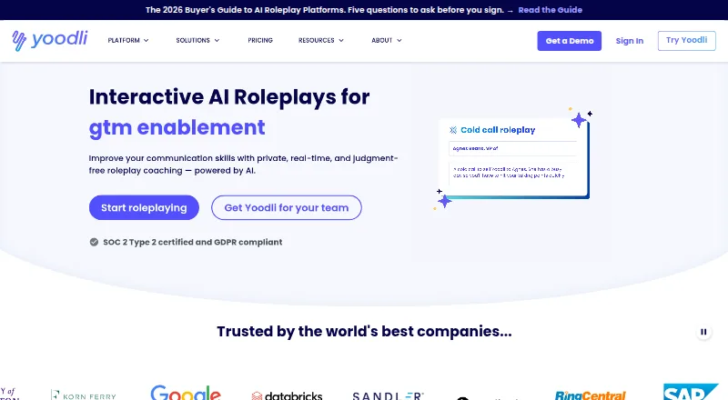 The Yoodli homepage