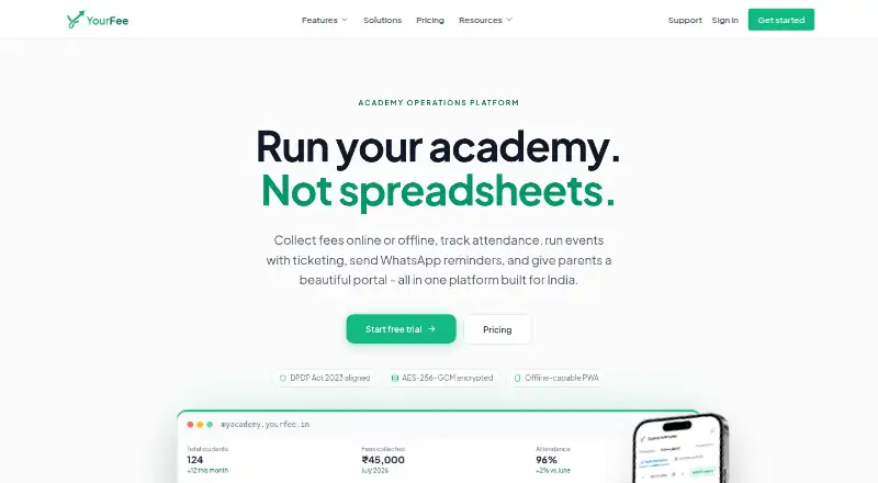 The YourFee homepage