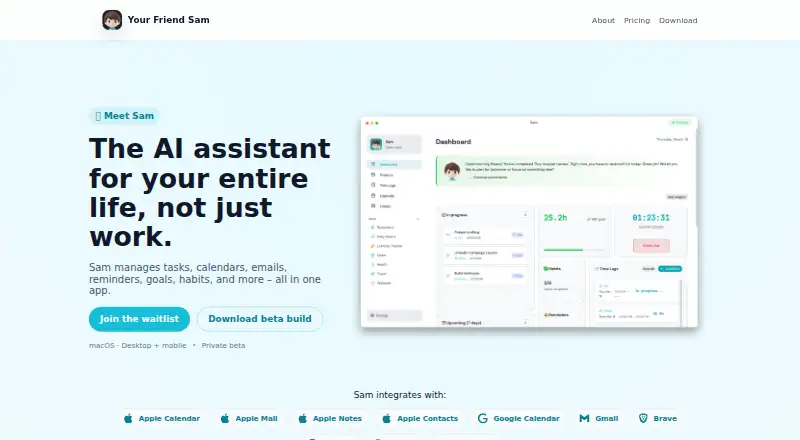 The Sam homepage