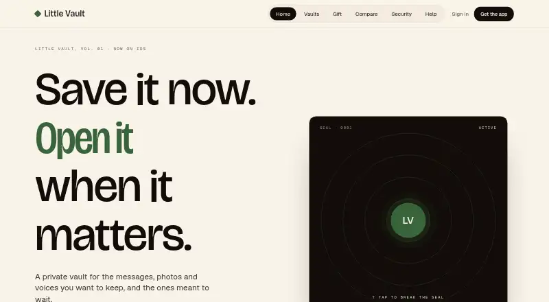 The Little Vault homepage